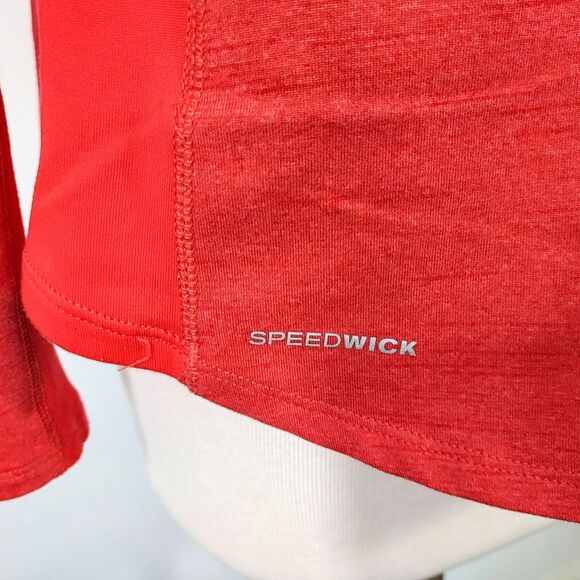 Reebok Womens XL Performance Running Shirt Athleisure Speedwick Thumb Holes Red - Picture 8 of 13